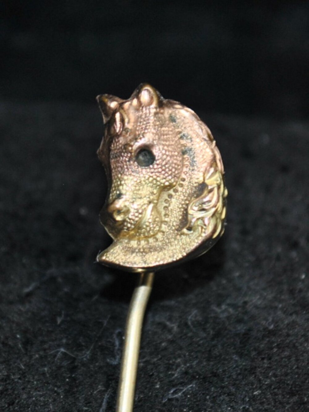 Antique Two-tone Rose & Yellow Gold-plated Horse Head Stick / Tie Pin